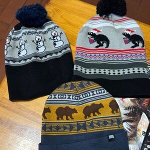 Winter Beanie Set - Black, Gray, Brown
